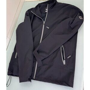 Swannies Golf Performance Jacket Mens Large L Full Zip Logo Zip Pockets Black